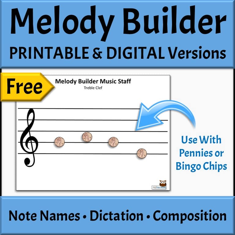Free Printable and Digital Treble Clef Music Staff for Manipulative Activities for the Music Classroom