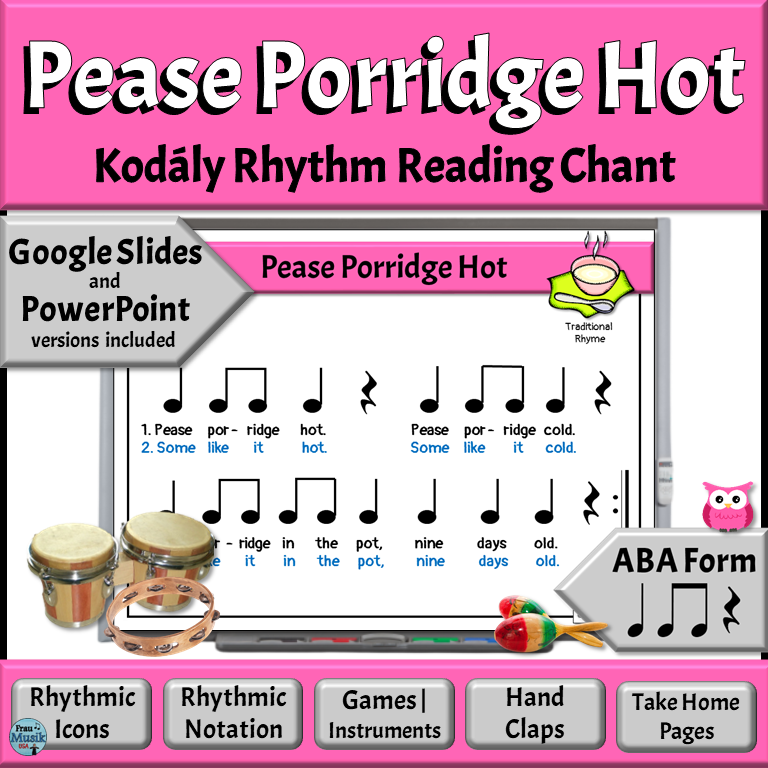 Pease Porridge Hot Music Reading Lesson for Early Elementary Grades