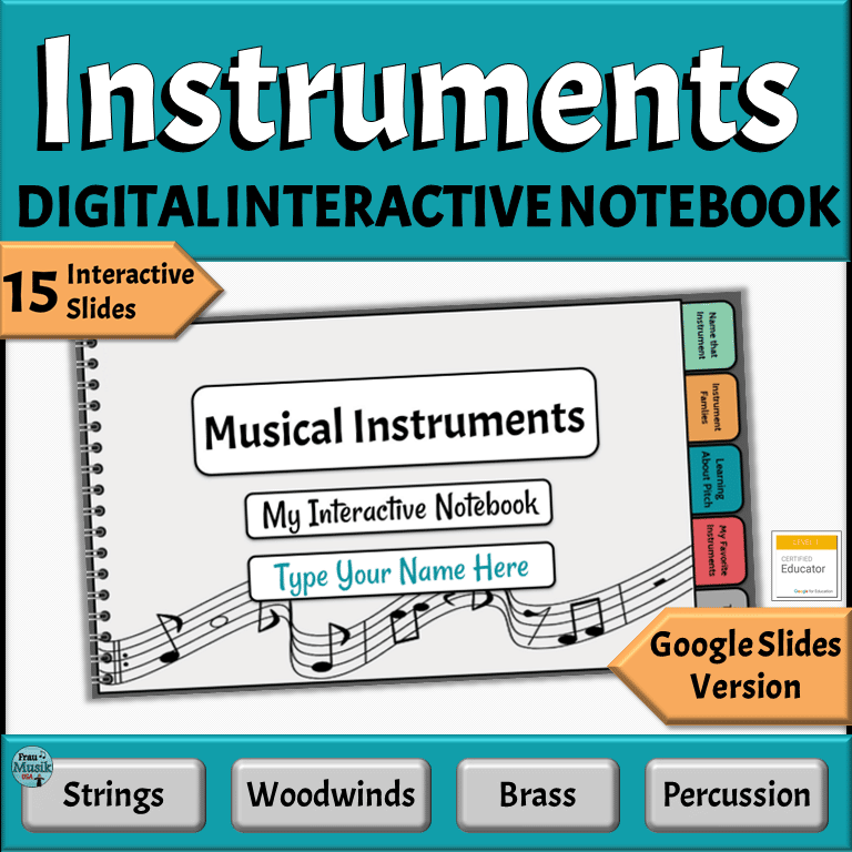 Digital Music Activities  for Google Slides | Instruments of Orchestra & Band Interactive Notebook