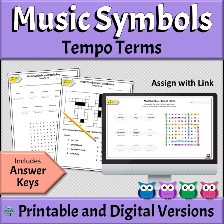 Printable and Online Digital Music Symbols Puzzles | Elementary and Middle School Music Classroom