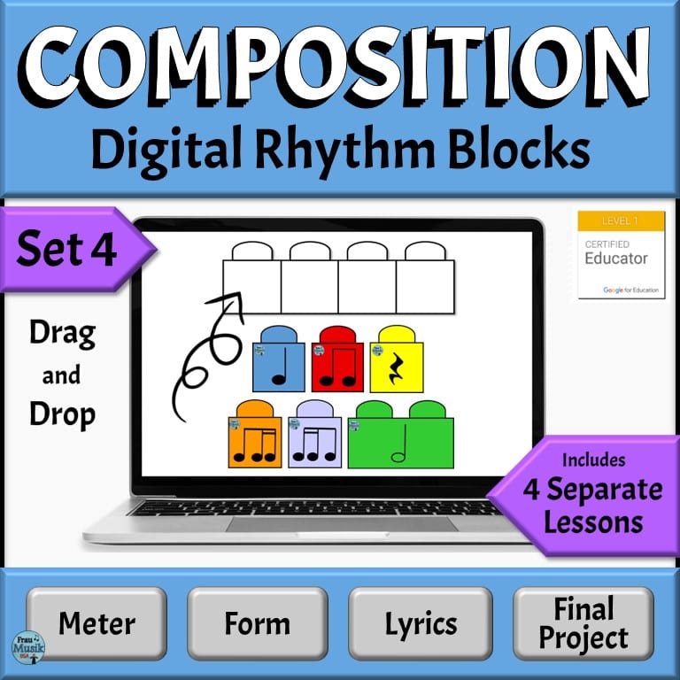 Online Music Composition Drag and Drop Templates for the Elementary Music Classroom | Google Slides Version