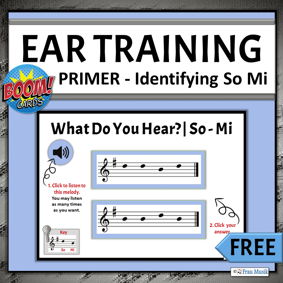 FREE Elementary Music Activities | Ear Training Book Cards - Identifying So Mi in the Key of G