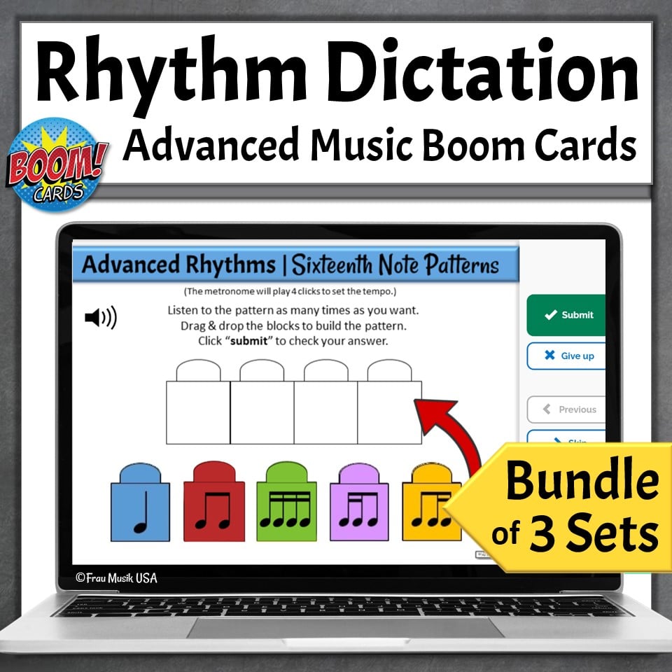 Advanced Online Rhythm Dictation Boom Cards for Developing Music Reading Skills