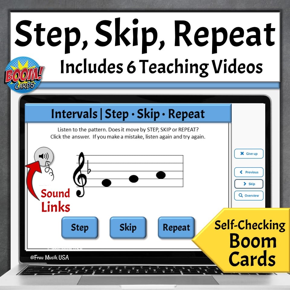 Music Staff Skills Self-Checking Activities Give Students Immediate Feedback - Identify Step, Skip, Repeat