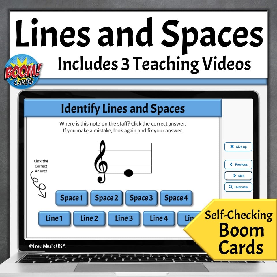 Music Staff Skills Self-Checking Activities Give Students Immediate Feedback - Video Boom Cards