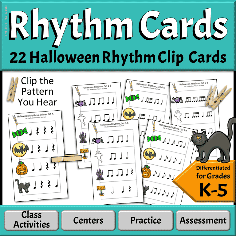 Halloween Rhythm Pattern Identification Clip It Cards