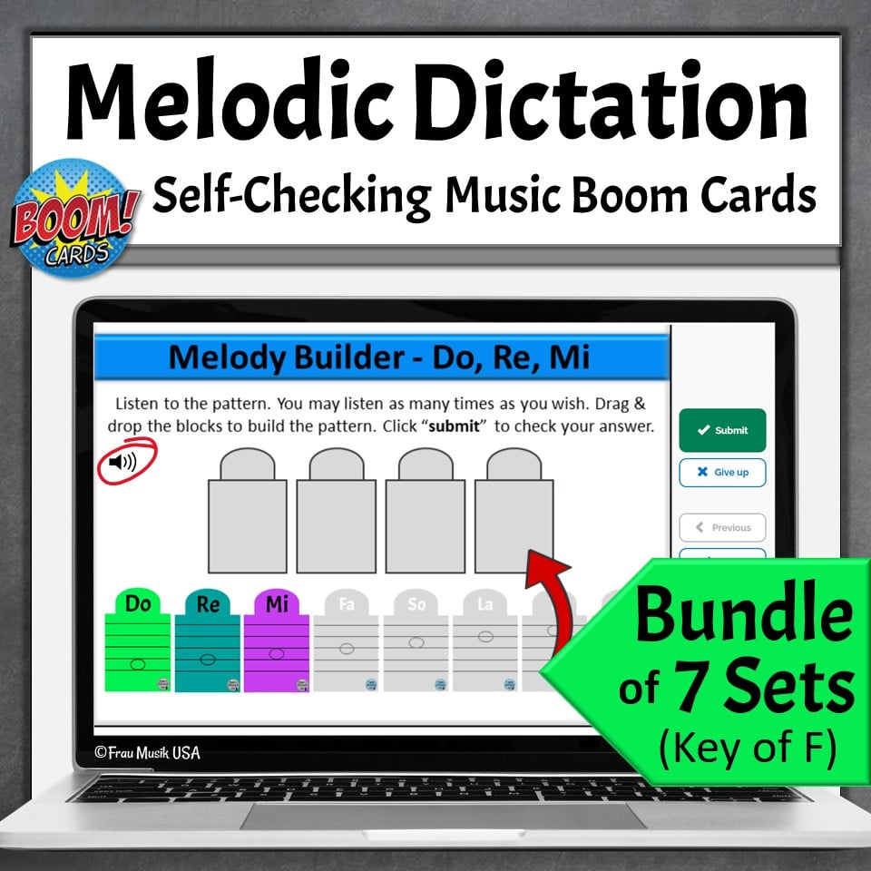 Melodic Dictation Bundle Online Activities for Elementary Music and Beyond – Key of F