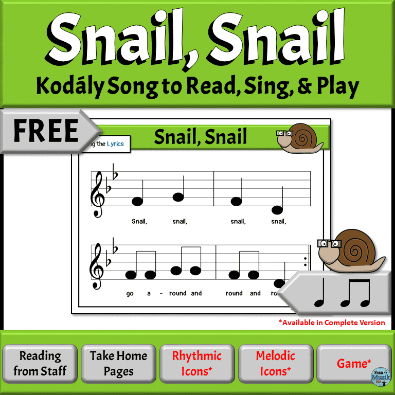 FREE Kodály-Style Activities for the Elementary Music Classroom | Snail Song - So La Mi
