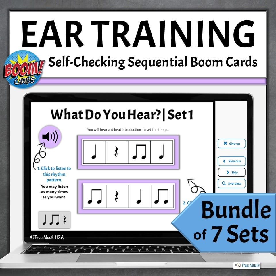 Sequential Music Ear Training Practice Self-Checking Boom Cards
