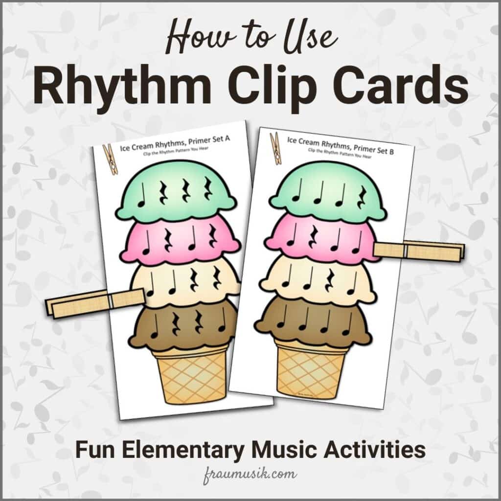 Rhythm clip cards with an ice cream theme