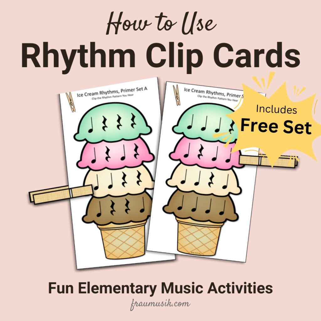 Rhythm Music Activities - Clip Cards with an Ice Cream Theme