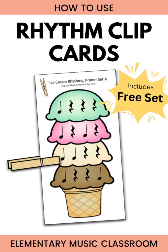 Rhythm Music Activities - Clip Cards with an Ice Cream Theme