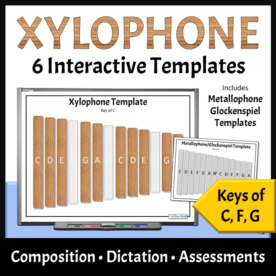 Xylophone and metallaphone interactive templates for the elementary music classroom.