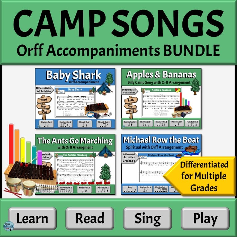 Camp Song Bundle Songs with Orff Accompaniments for Grades K-5