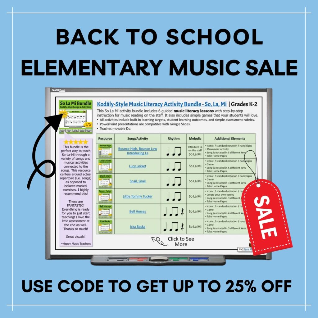 Back to School Elementary Music Sale. Get up to 25% off with the code.