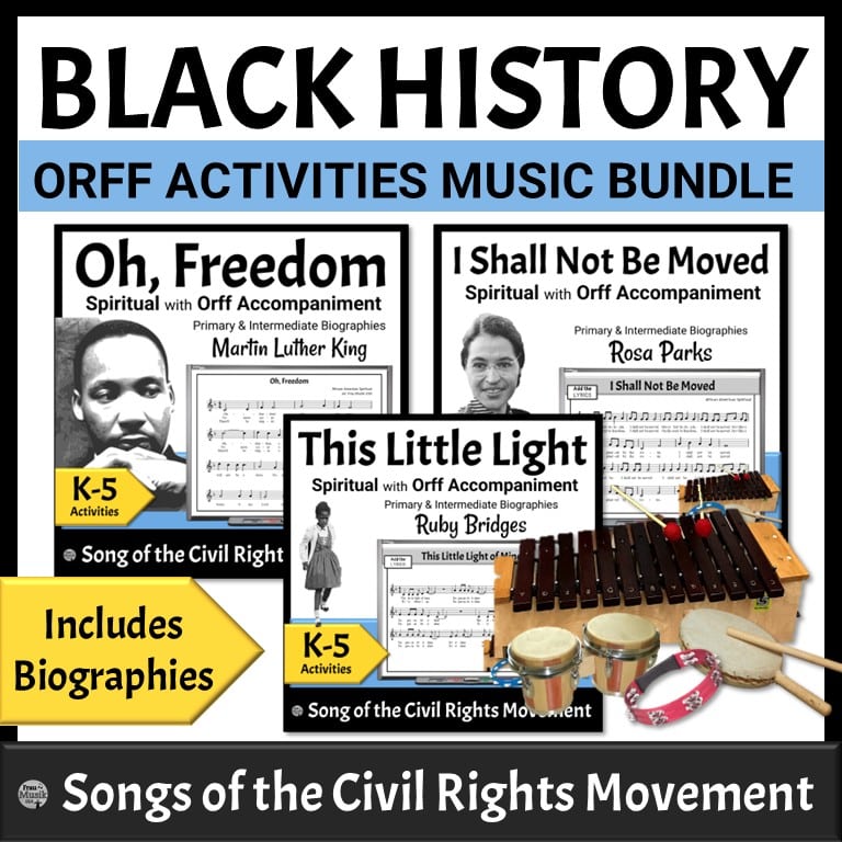 Spirituals with Orff Accompaniments and Spotlight on Civil Rights Leaders - Elementary Music Class