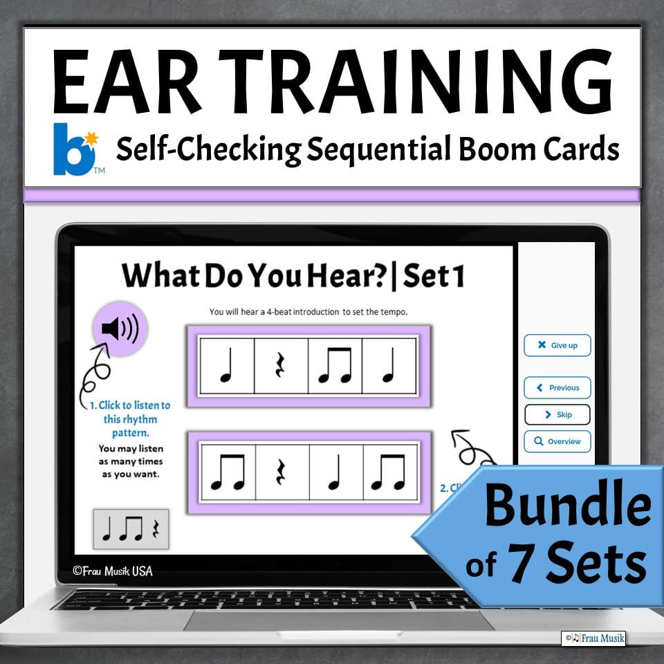 Ear Training Rhythm Pattern Identification Online Music Activities for Elementary, Middle School, High School, and Adult Learning