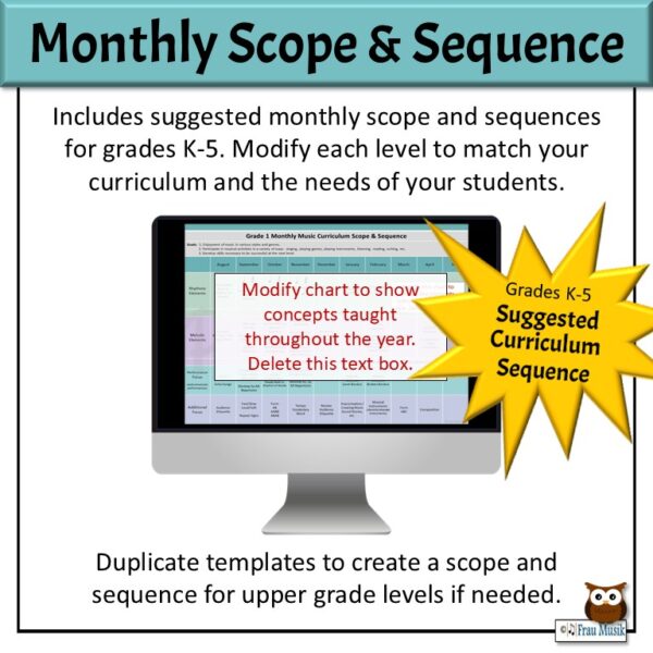 Elementary Music Lesson Planning - Curriculum Monthly Scope and Sequence