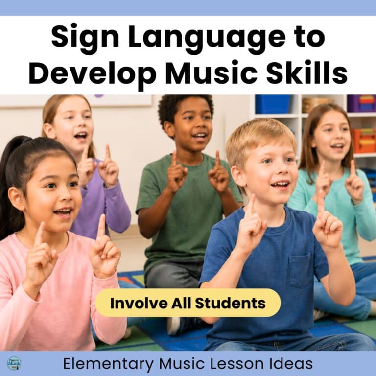 Sign Language for Elementary Music Lessons Music Skills Practice Children signing