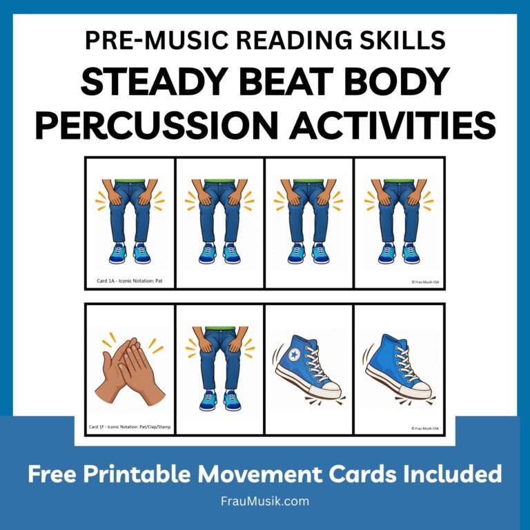 Pre-Music Reading Steady Beat Body Percussion for Elementary Music Classroom