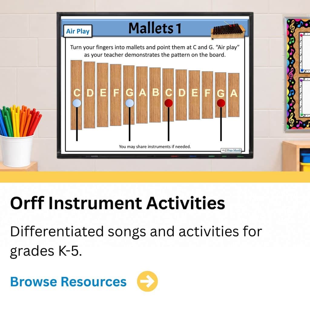 Elementary Music Orff Activities - Xylophone Diagram for Students to "Air Play" practice.